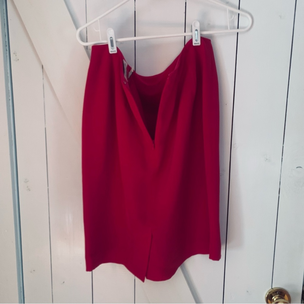 Vintage 100% Silk Skirt 10P Knee Length Mini Midi Skirt Suit - Picture 6 of 8